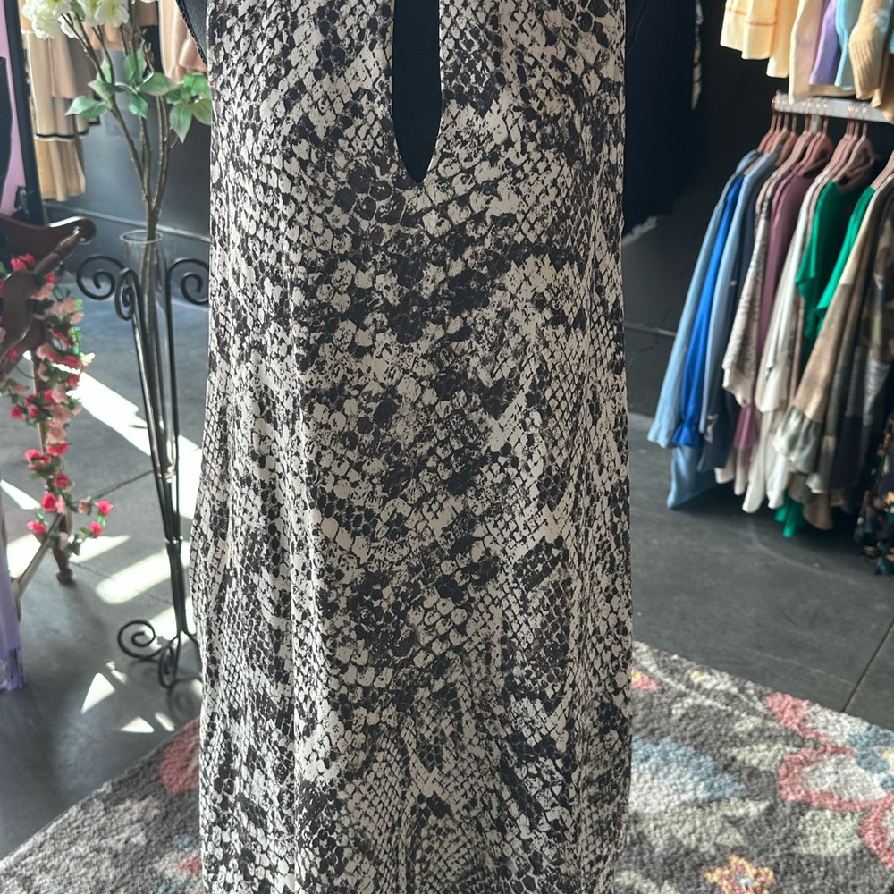 Lavender Brown Snake Print Midi Dress
